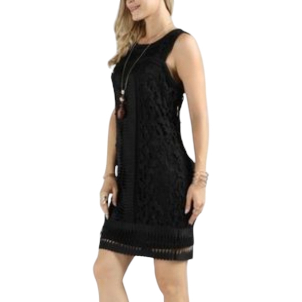 Suzanne Betro Black Sleeveless Lace Overlay Dress Size 1X